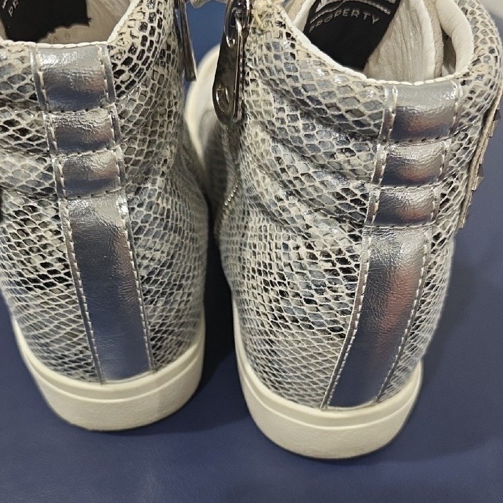 Vintage Havana VH Design Snakeskin Metallic High Top Sneakers Silver Gray Sz 9 - Picture 6 of 10